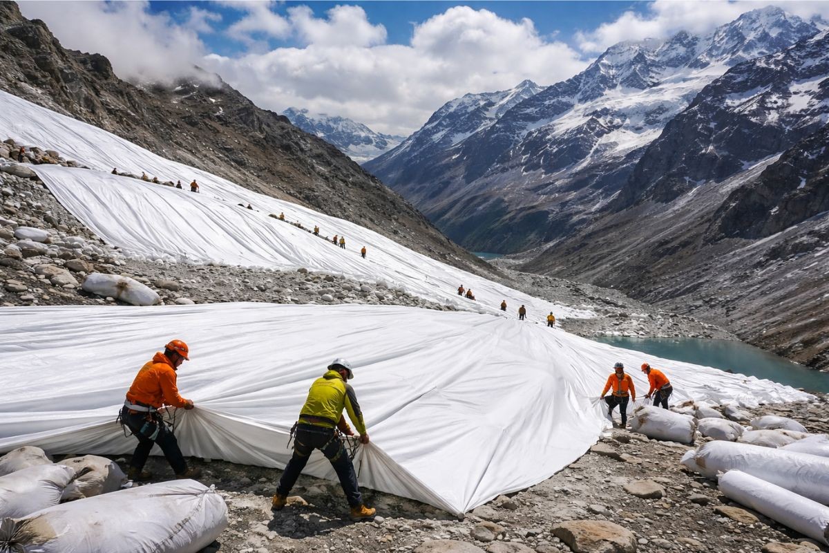 Účinnost geotextilních dek na zpomalení tání ledovců